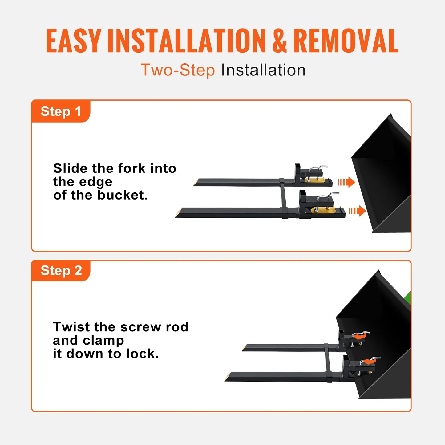 VEVOR Pallet Forks, 4000 lbs Clamp on Pallet Forks, 60" Total Length Heavy Duty Pallet Forks