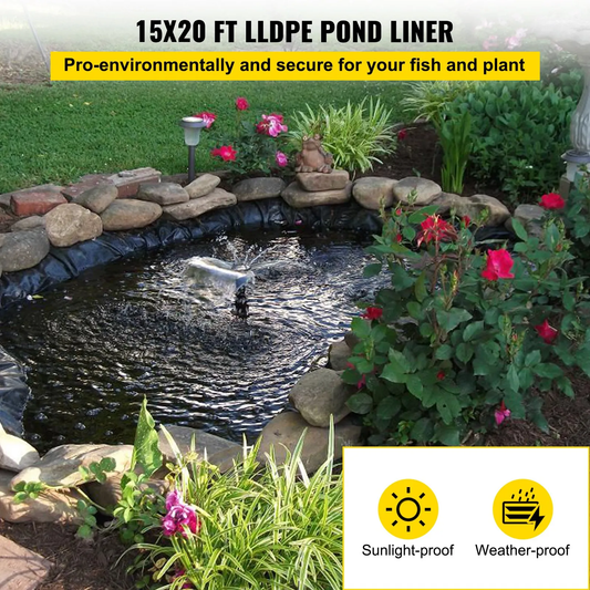 VEVOR LLDPE Pond Liner 15x20 ft, Pond Liner 20 Mil, Fish Pond Liners for Waterfall, Pond and Fish Ponds,-$65
