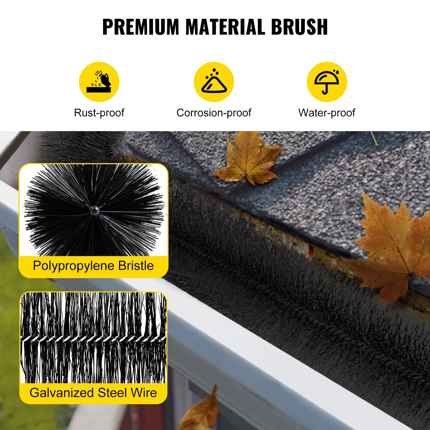 VEVOR Gutter Guard Brush With 30 FT Length Bristle, 4.33"(Dia) Fit for 5 Inches Gutter,-$40