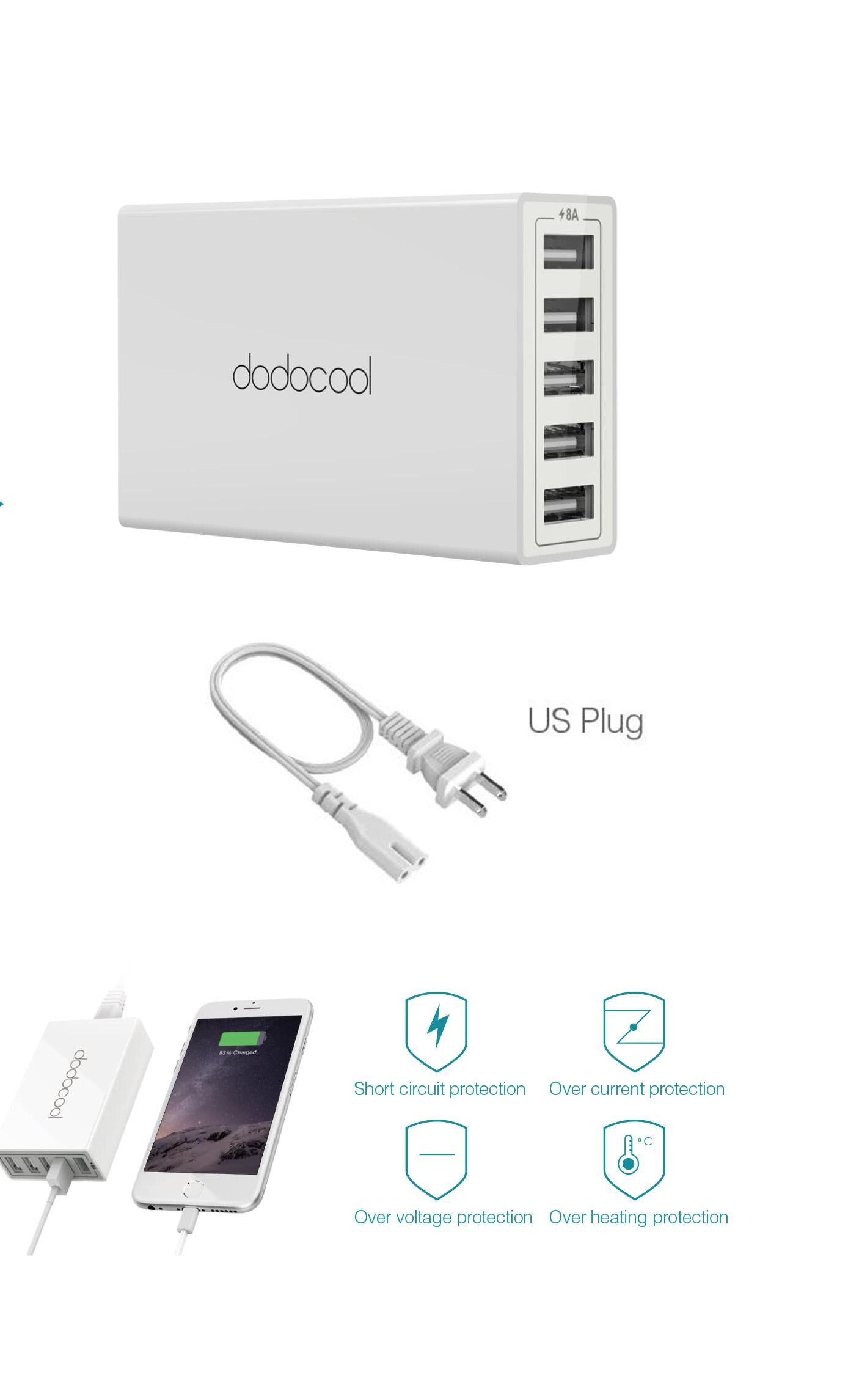 BNIB- 65W 5-Port USB Charging Station,Each USB output is up to 5V 2.4A. Total USB output is up to 5V 8A