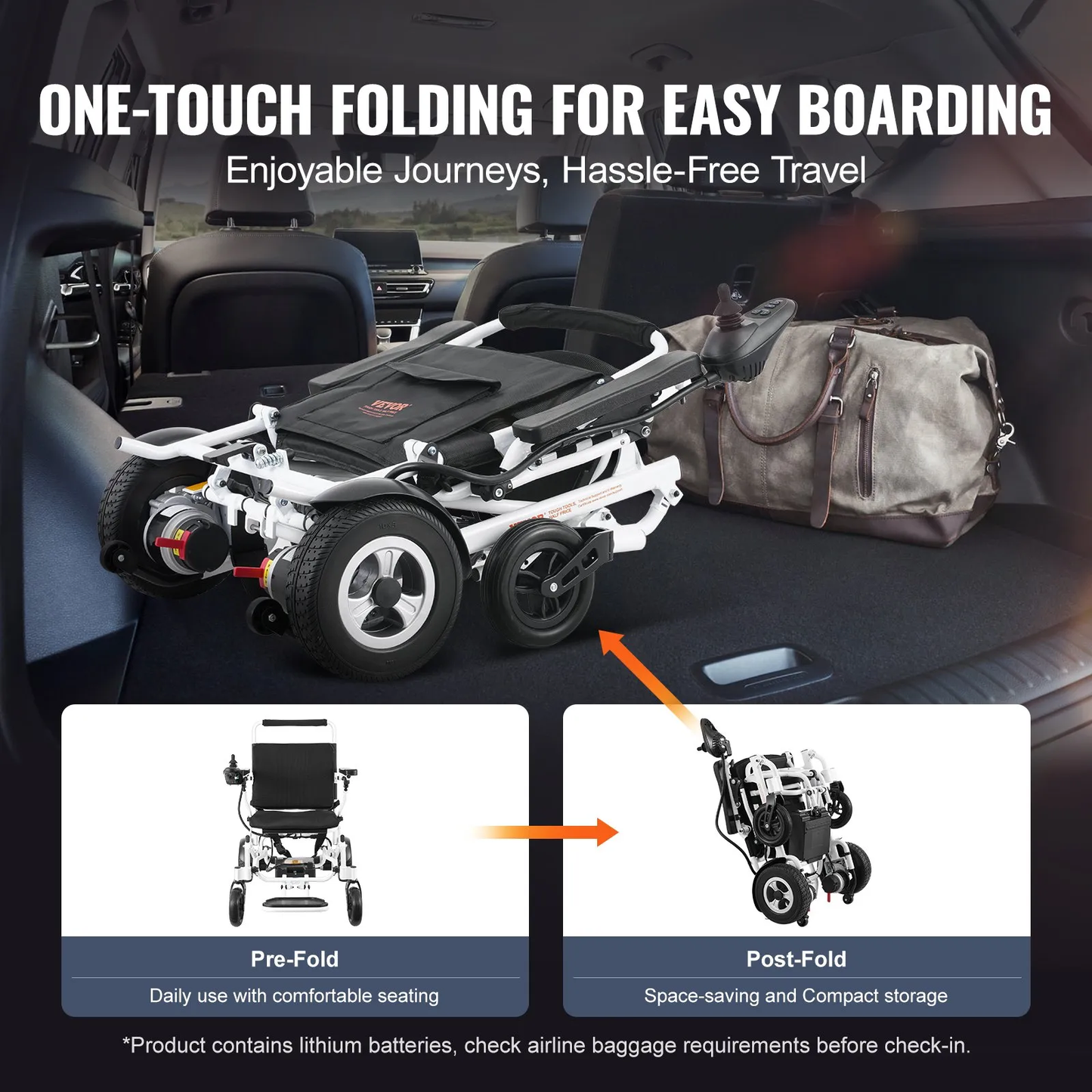 VEVOR Electric Wheelchair, 300 lbs Weight Capacity, 20 in Width Lightweight Foldable Motorized,-$860