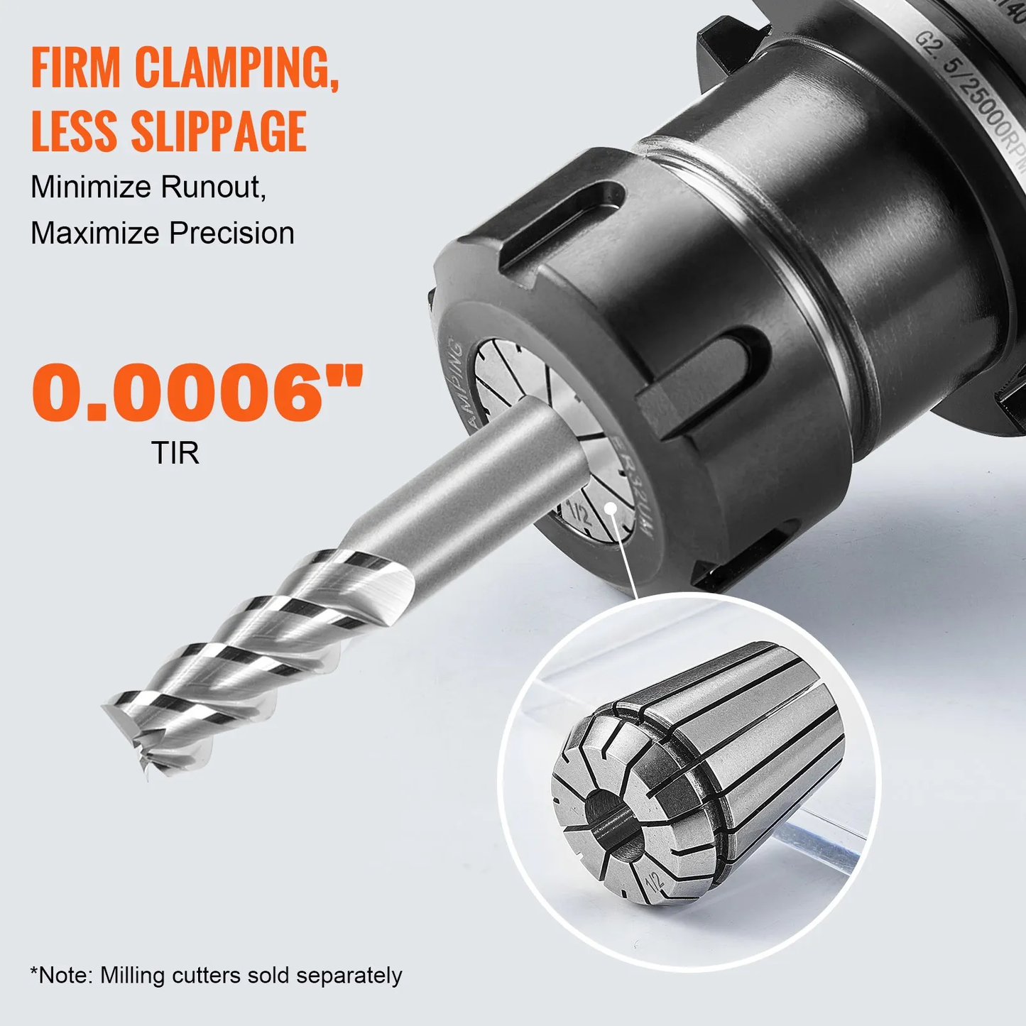 VEVOR 25 pcs ER32 Collet Set, 1/16''-13/16'', ER32 Spring Collet Chuck Set, 0.0006"/15μm TIR Lathe Chuck