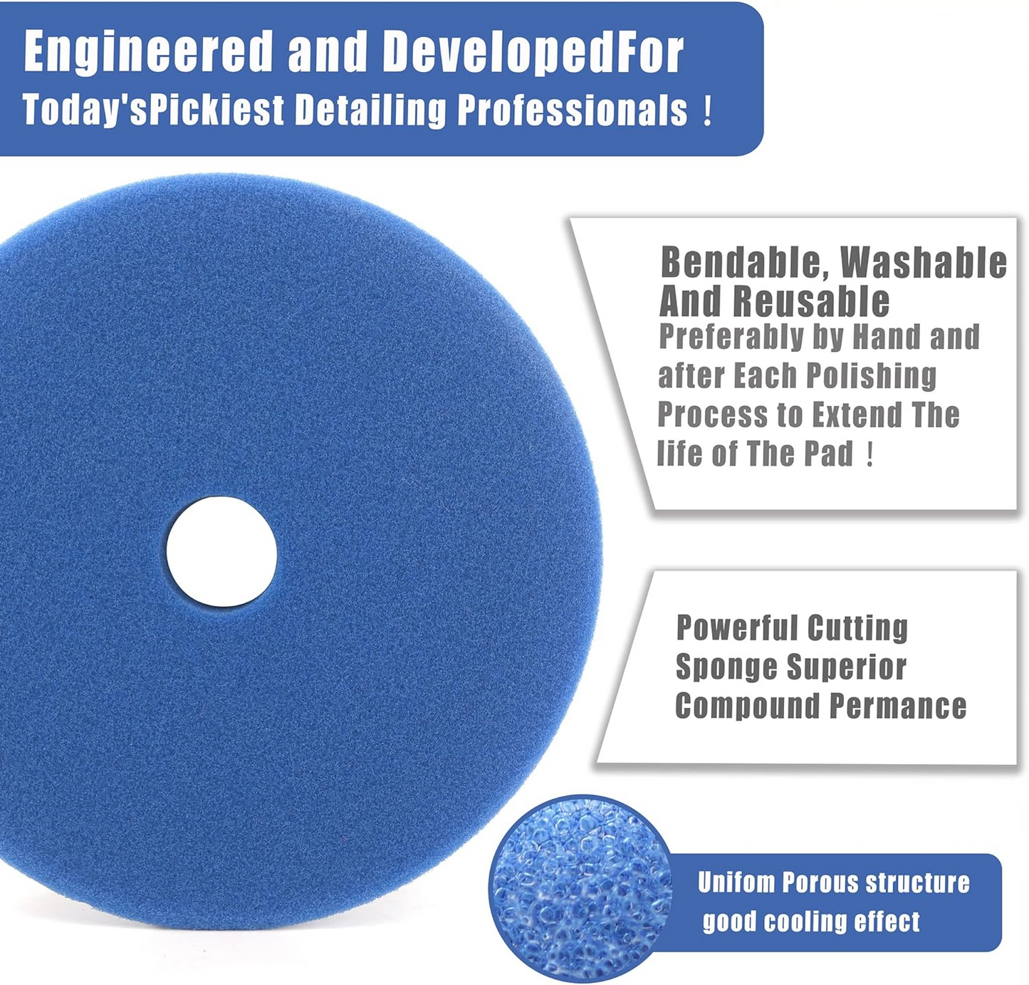 Brand New CAR'S GIFT 5" polishing Pads,for DA or Rotary polishing and Air Polisher,(4Items)