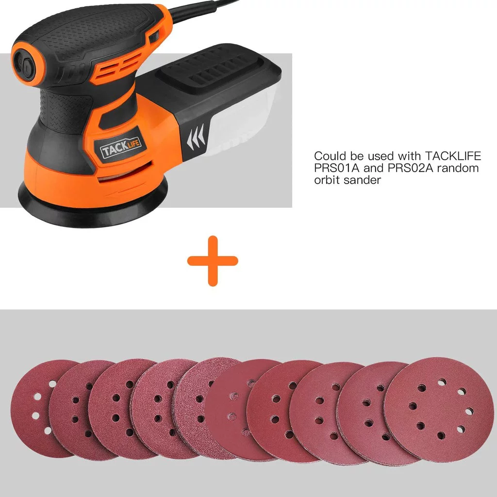 Brand New 100pcs Hook and Loop Sandpaper for Random Orbital Sander, 5-inch 8-Hole Discs