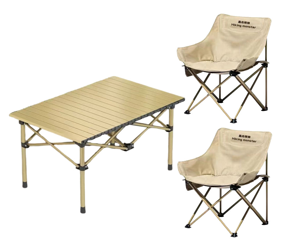 BNIB-Outdoor Folding Table and Chairs, Convenient Picnic and Camping Set, 1 Table + 2 Chairs