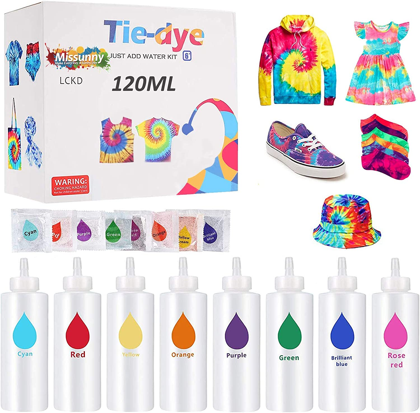 Brand new DIY Tie Dye Kit, 8 Colors One Step Art Craft Set ,Creative Group Activities -$13