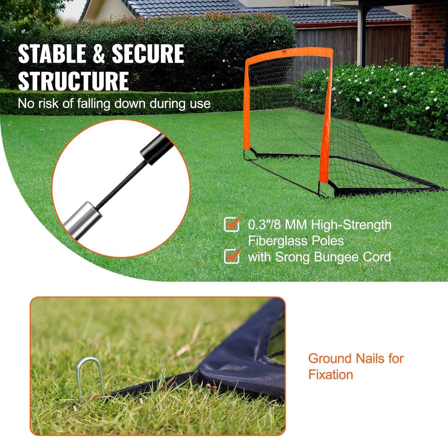 VEVOR Portable Soccer Goal, 6.5x3.25 ft Kids Backyard Soccer Net, Foldable Pop Up Practice Soccer Net,