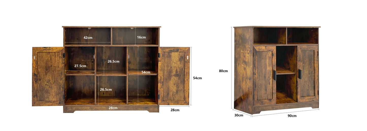 BNIB-Storage Cabinet w/2 Door, 4 -compartment, Adjustable Shelf, F/Living Room,Bedroom,Kitchen,Bathroom