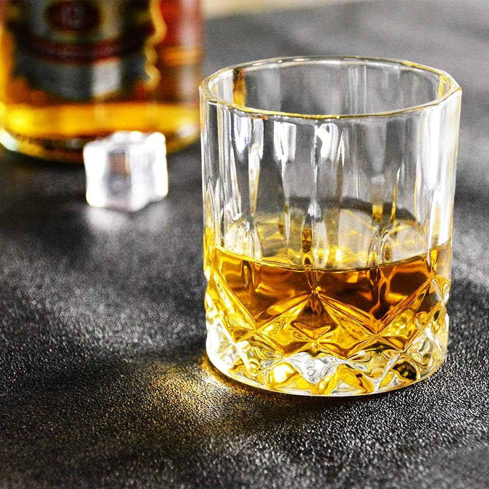 Premium Whiskey Glasses, Large 10oz Lead-Free Crystal Old Fashioned Glass (300ml / Set of 4)