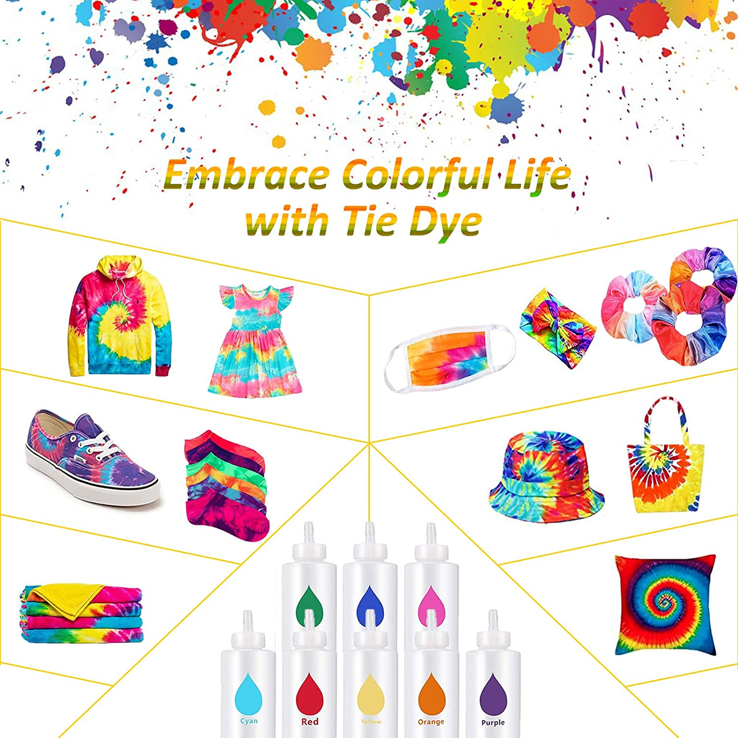 Brand new DIY Tie Dye Kit, 8 Colors One Step Art Craft Set ,Creative Group Activities -$13