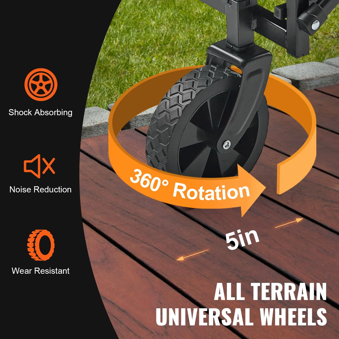 VEVOR Collapsible Folding Wagon, 2 cu.ft Beach Wagon Cart with All-Terrain 5in Wheels,-$55