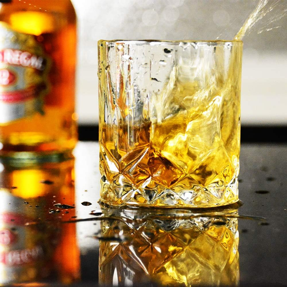 Premium Whiskey Glasses, Large 10oz Lead-Free Crystal Old Fashioned Glass (300ml / Set of 4)