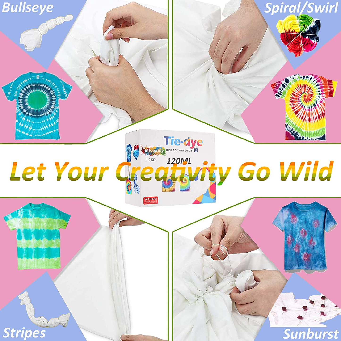 Brand new DIY Tie Dye Kit, 8 Colors One Step Art Craft Set ,Creative Group Activities -$13