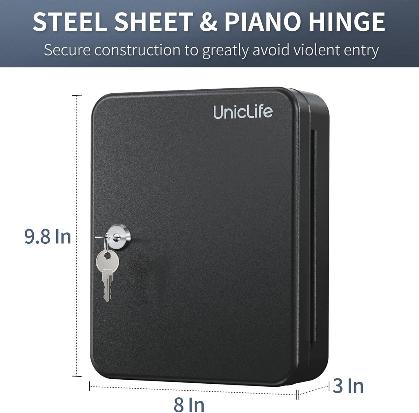 Brand New Uniclife 48-Key Steel Key Cabinet with Combination Lock Wall Mounted with Resettable Code Black