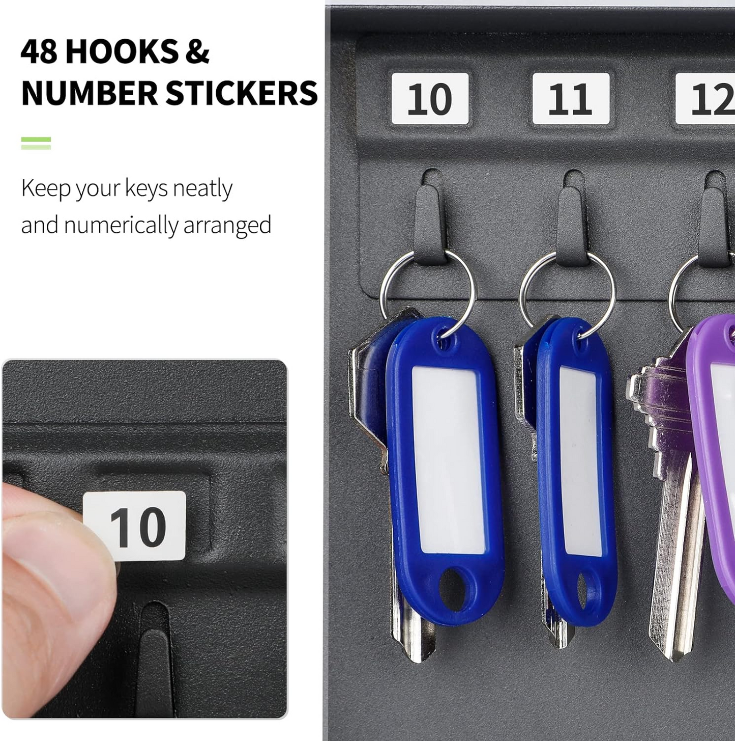 Brand New Uniclife 48-Key Steel Key Cabinet with Combination Lock Wall Mounted with Resettable Code Black