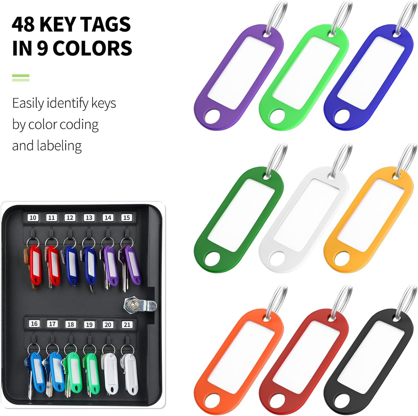 Brand New Uniclife 48-Key Steel Key Cabinet with Combination Lock Wall Mounted with Resettable Code Black