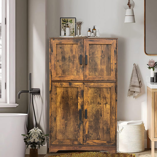 Brand New-Vintage Color Storage Cabinet w/4 Doors, for Living Room, Bedroom, Kitchen, Bathroom
