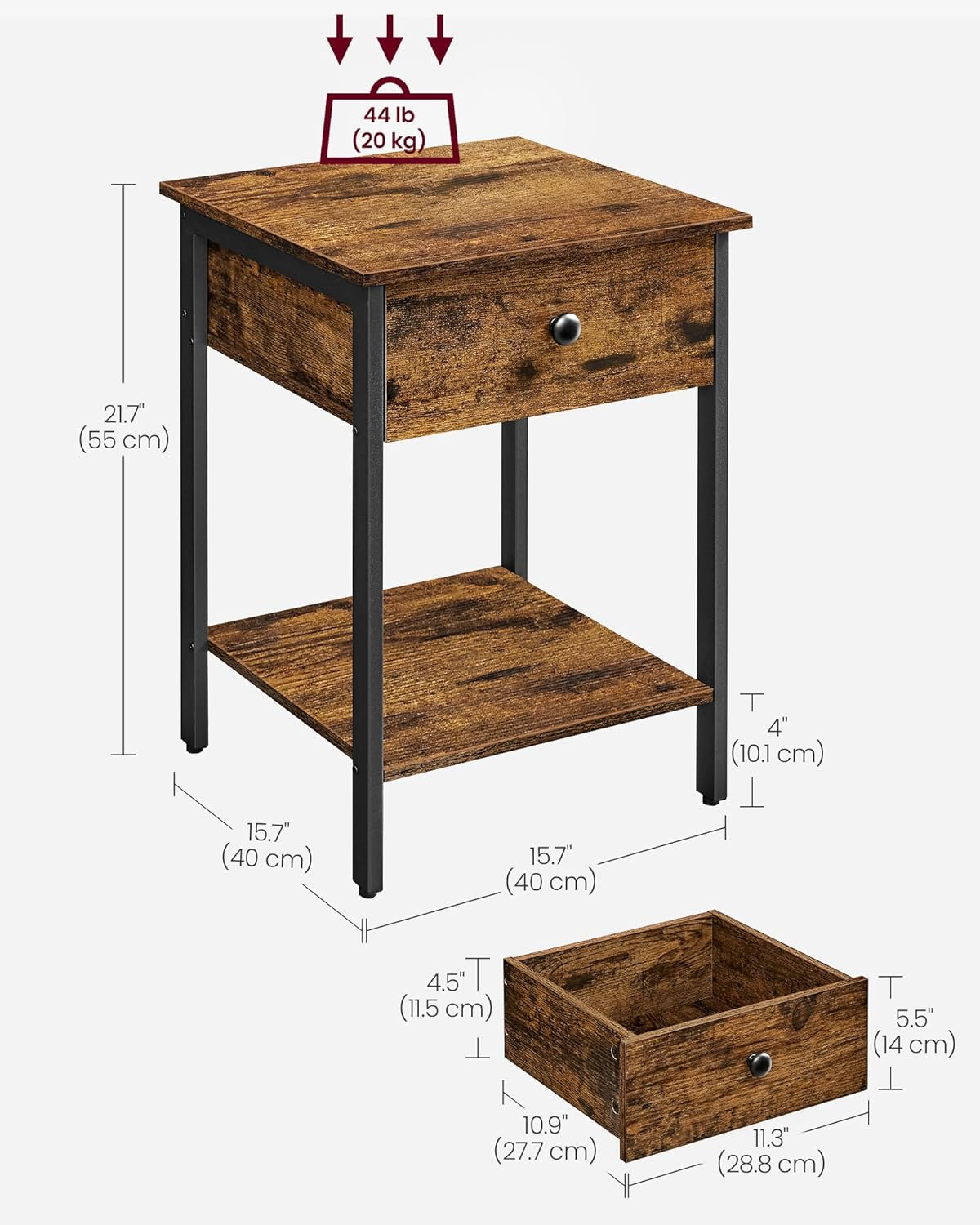 Brand New-Nightstand,End Tables,Side Tables with Drawer and Shelf, -$80/set (2pcs)