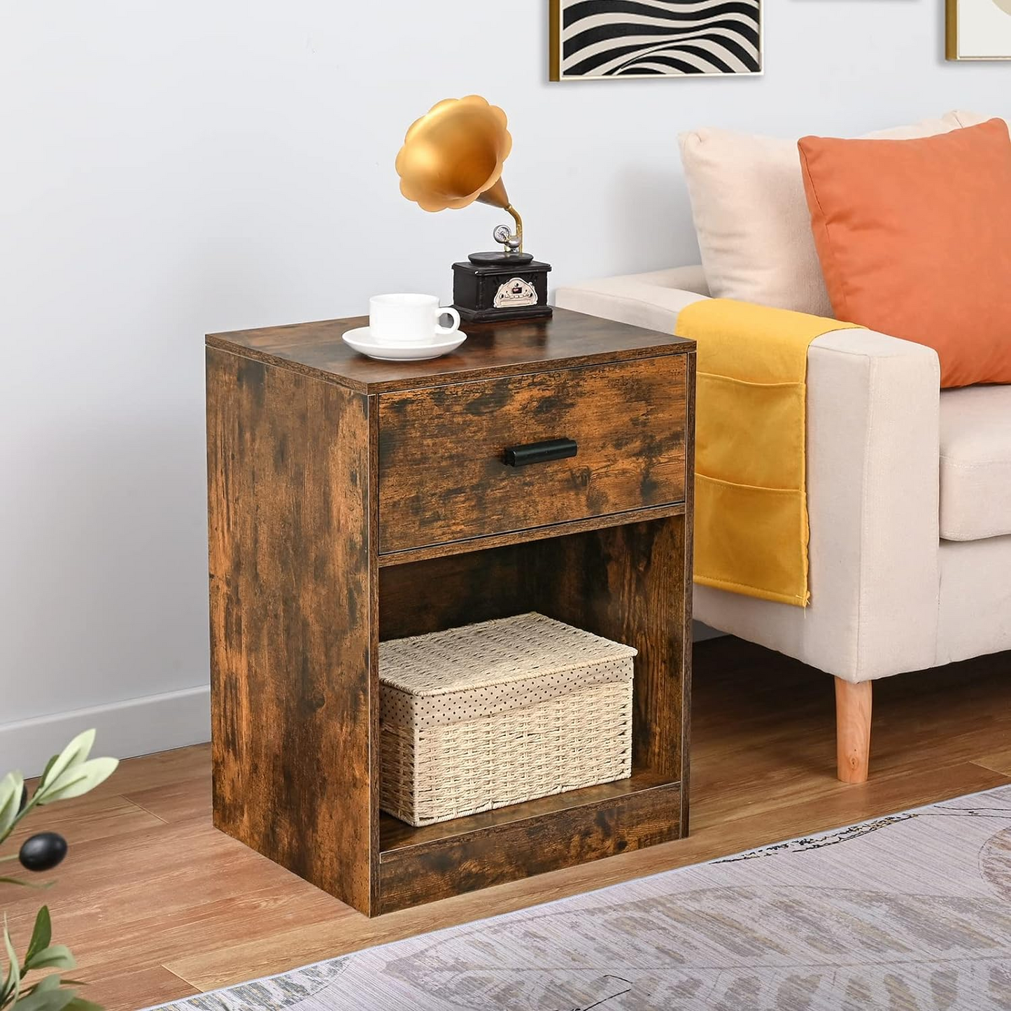 Brand New Nightstand 2-piece set with Drawer & Storage rack, nightstand,Country Brown, -$90/set(2pcs)