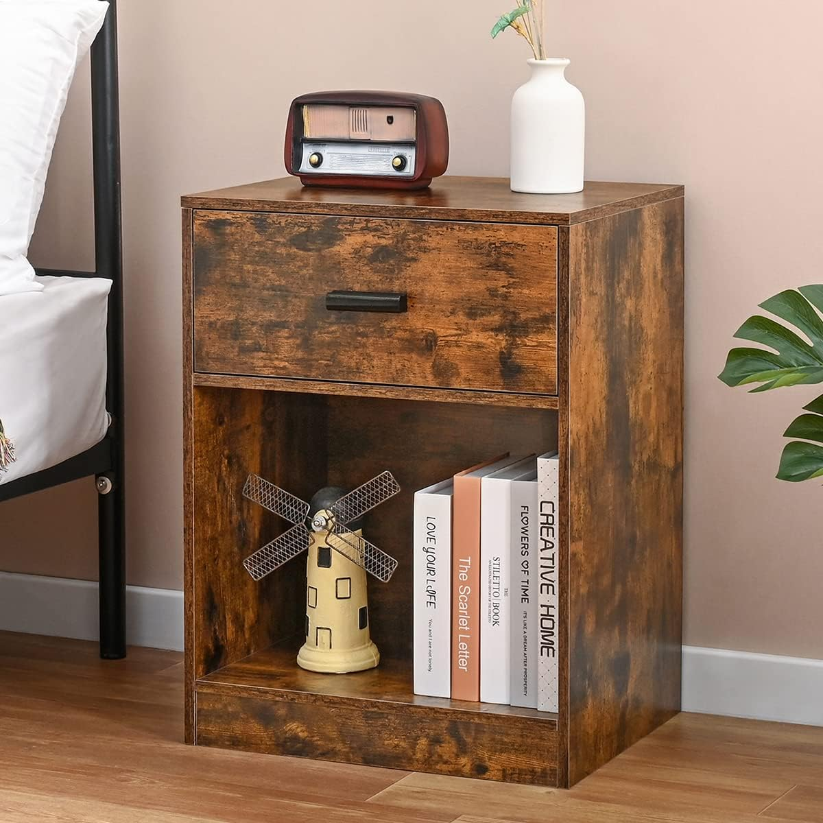 Brand New Nightstand 2-piece set with Drawer & Storage rack, nightstand,Country Brown, -$90/set(2pcs)