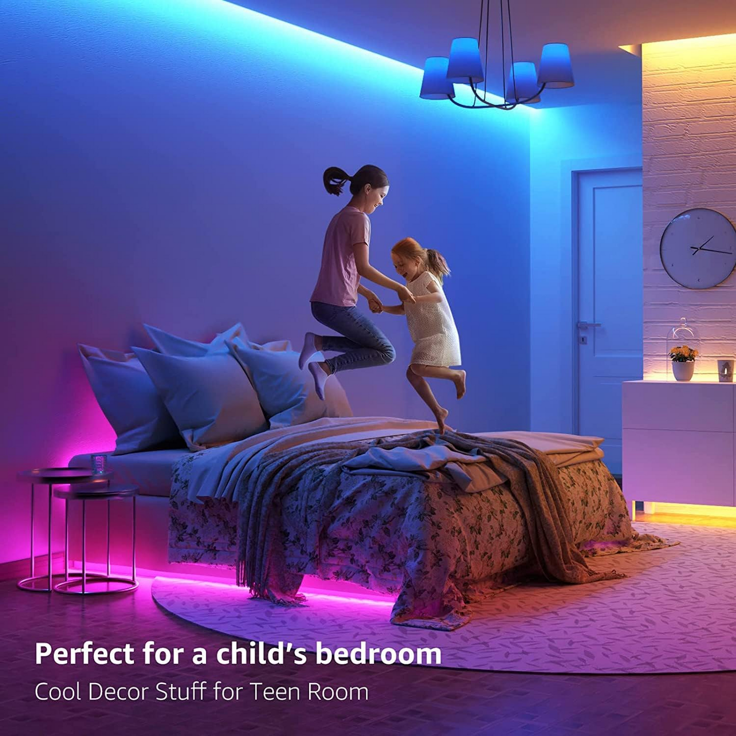 Brand New-LED Lights, 32.8ft Dimmable RGB LED Light Strips, 20 Colors Changing Light Strip with Remote Control, 10M*2,-$20