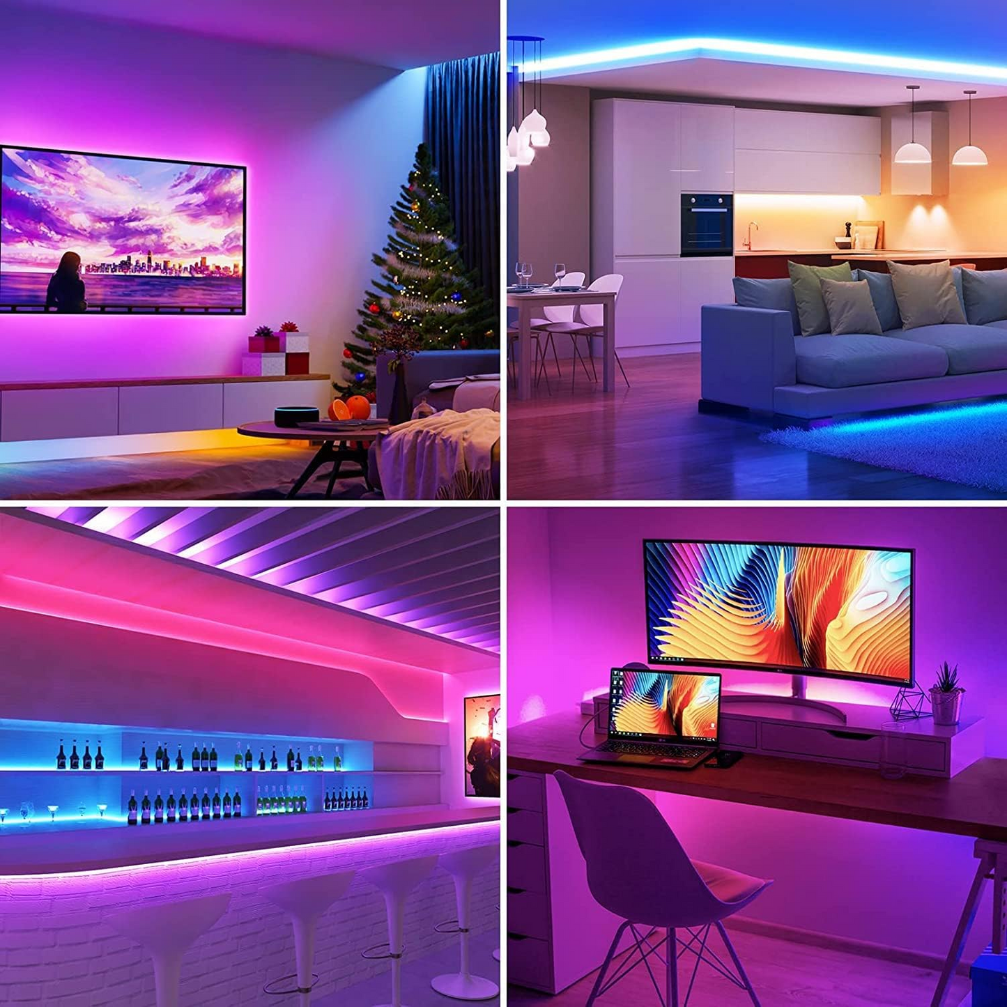 Brand New-LED Lights, 32.8ft Dimmable RGB LED Light Strips, 20 Colors Changing Light Strip with Remote Control, 10M*2,-$20