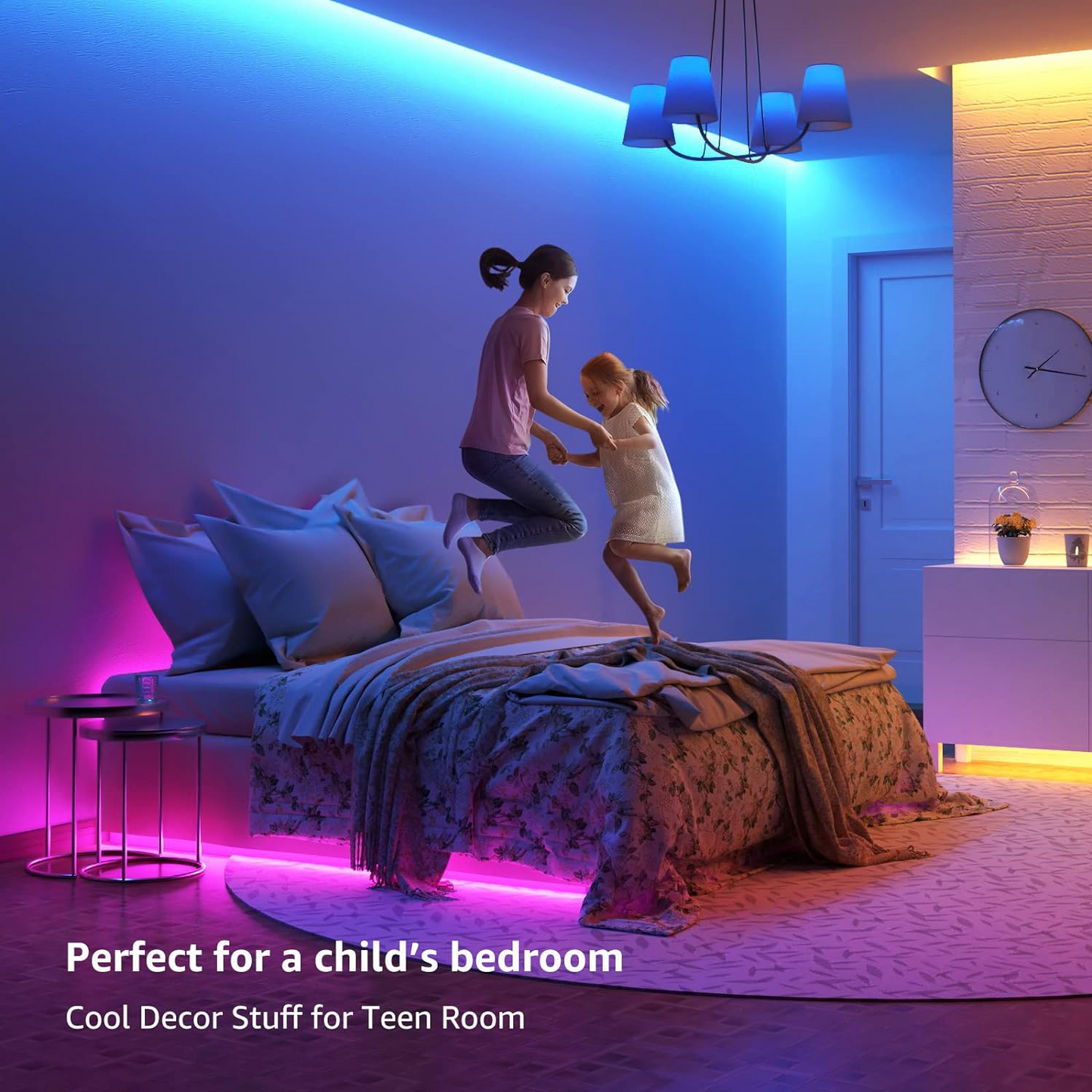 Brand New-LED Lights, 24.6ft Dimmable RGB LED Light Strips, 20 Colors w/Remote Control, 7.5M*2,-$15