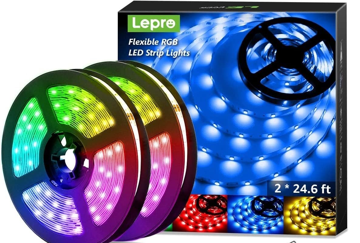 Brand New-LED Lights, 24.6ft Dimmable RGB LED Light Strips, 20 Colors w/Remote Control, 7.5M*2,-$15
