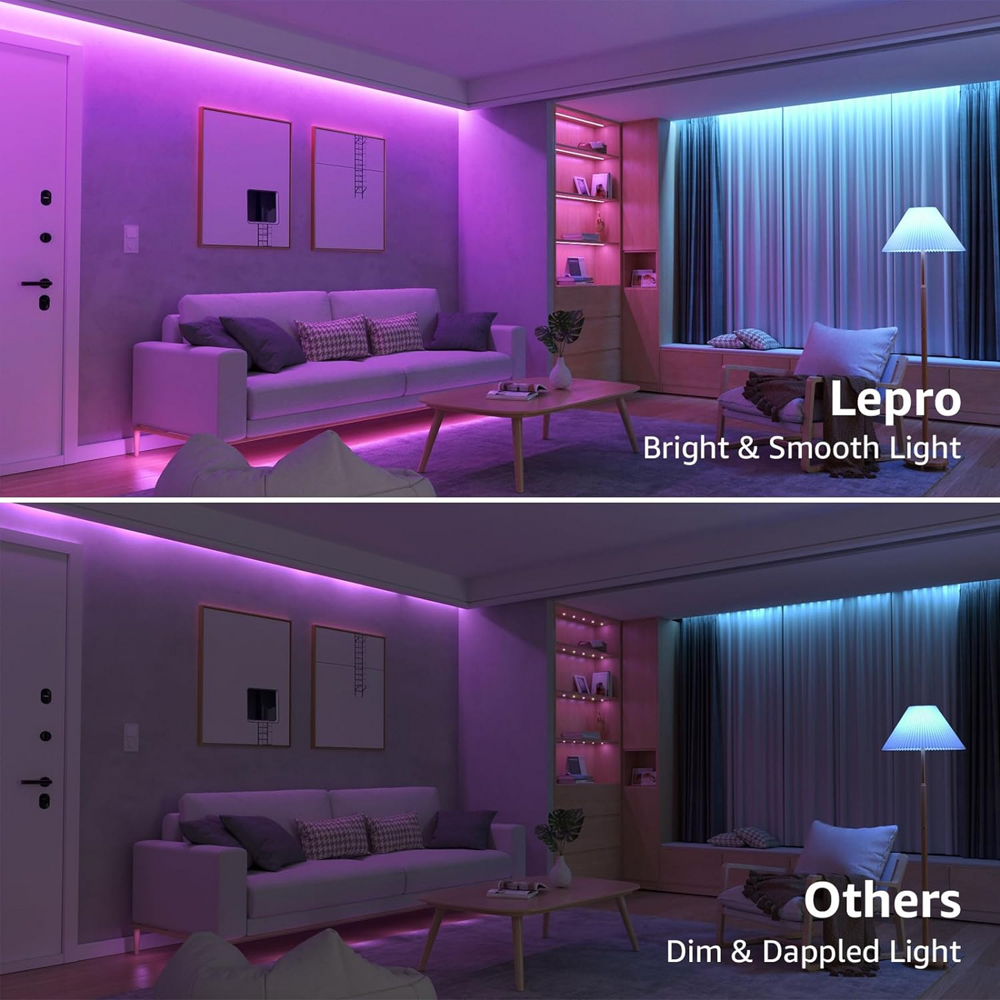 Brand New-LED Lights, 24.6ft Dimmable RGB LED Light Strips, 20 Colors w/Remote Control, 7.5M*2,-$15