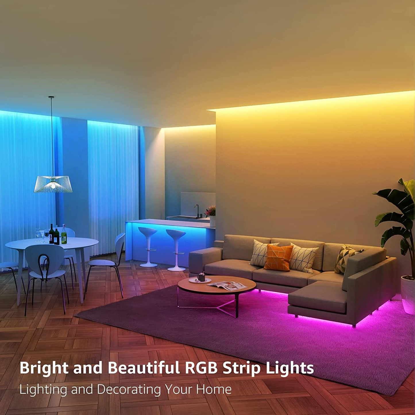 Brand New-LED Lights, 24.6ft Dimmable RGB LED Light Strips, 20 Colors w/Remote Control, 7.5M*2,-$15