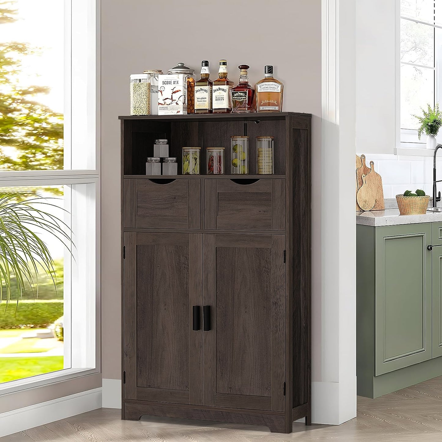 BNIB-Storage Cabinet w/2 Drawers,2 Doors & Adjustable Shelf, F/Living Room,Bedroom,Kitchen,Bathroom