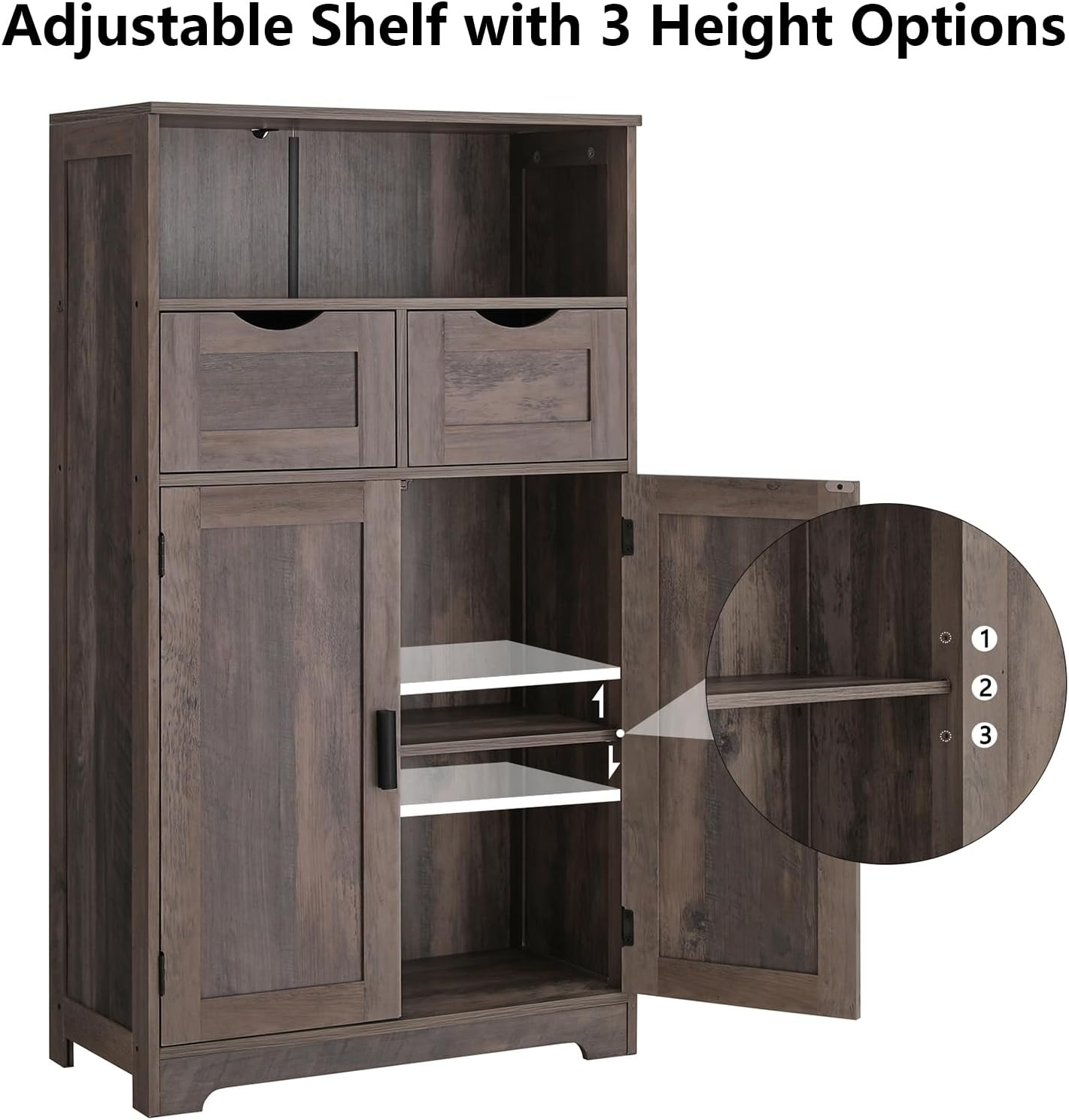 BNIB-Storage Cabinet w/2 Drawers,2 Doors & Adjustable Shelf, F/Living Room,Bedroom,Kitchen,Bathroom