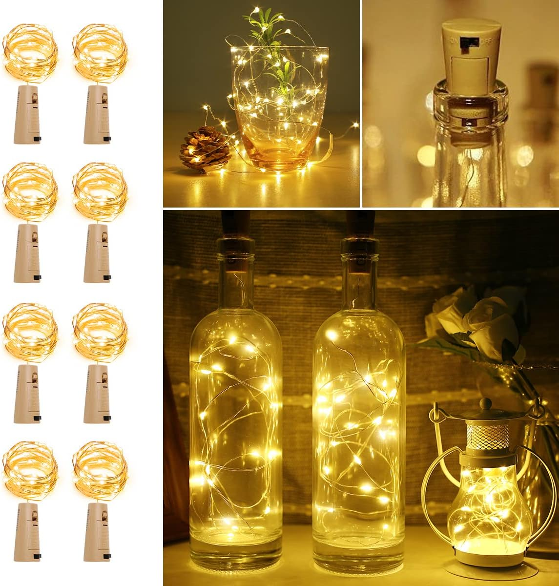 Brand New-LED Wine Bottle Cork Light6,Bottle Light,6.56' (2m) of 20 LED battery Powered Mini Light Strings,- $12