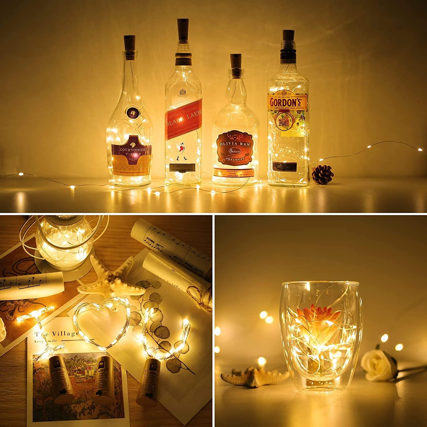 Brand New-LED Wine Bottle Cork Light6,Bottle Light,6.56' (2m) of 20 LED battery Powered Mini Light Strings,- $12