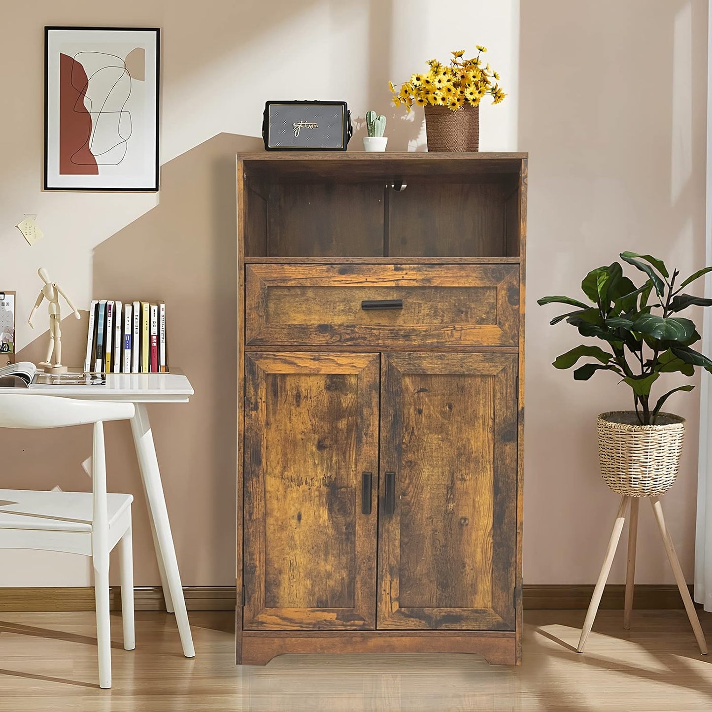 BNIB-Storage Cabinet w/2 Door, 1 Draw, one-compartment, Adjustable Shelf, F/Living Room,Bedroom,Kitchen,Bathroom