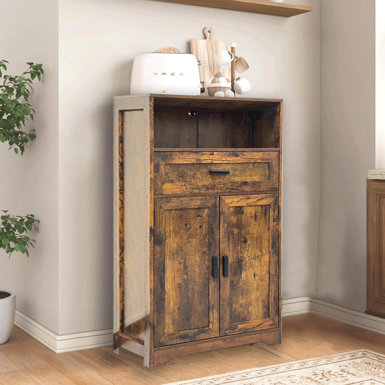 BNIB-Storage Cabinet w/2 Door, 1 Draw, one-compartment, Adjustable Shelf, F/Living Room,Bedroom,Kitchen,Bathroom