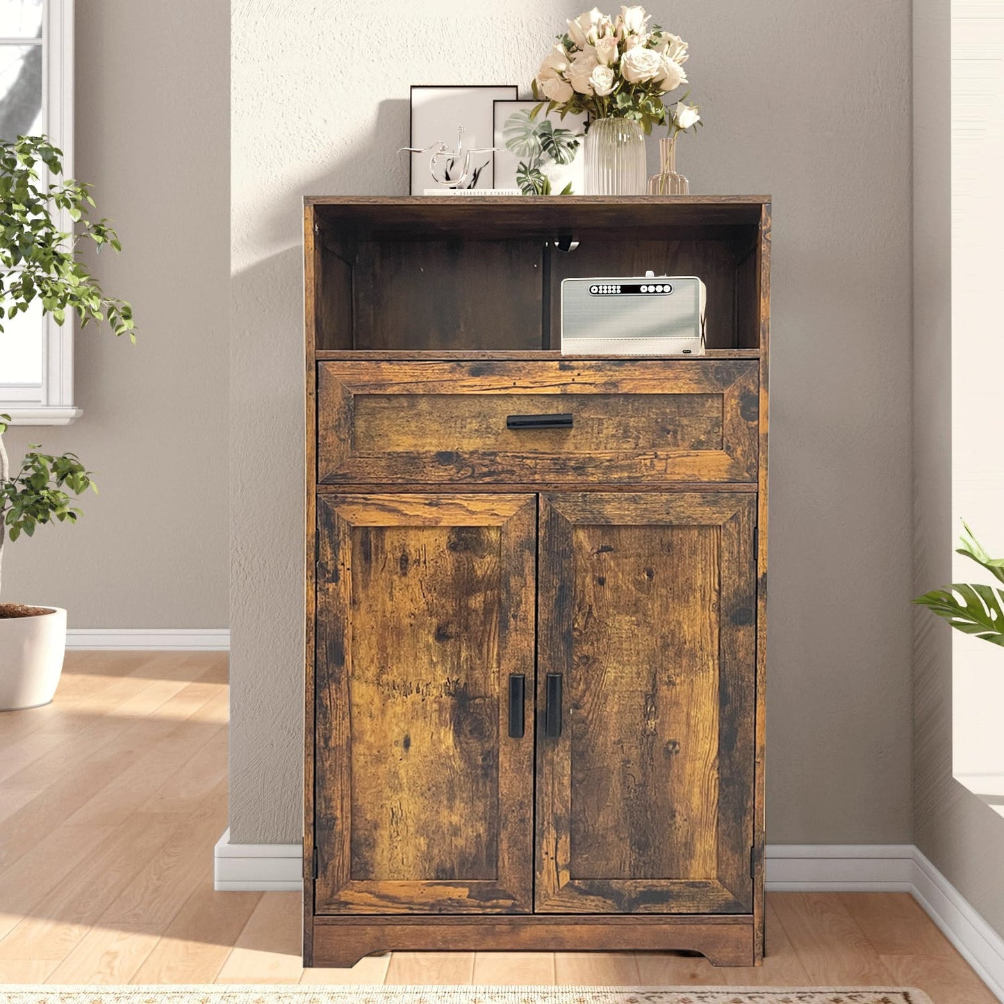 BNIB-Storage Cabinet w/2 Door, 1 Draw, one-compartment, Adjustable Shelf, F/Living Room,Bedroom,Kitchen,Bathroom