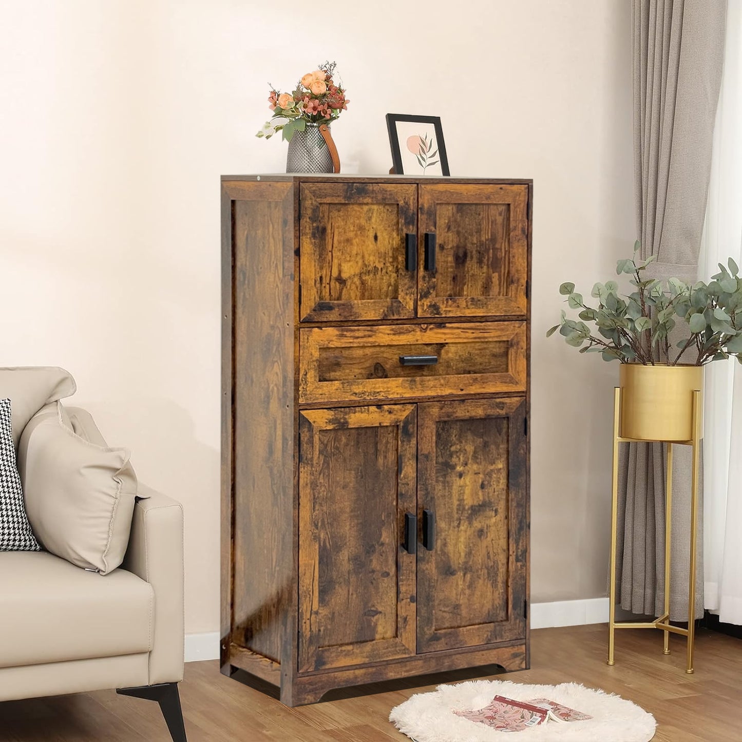 BNIB-Storage Cabinet w/4 doors ,1 drawer, Adjustable Shelf, F/Living Room,Bedroom,Kitchen,Bathroom