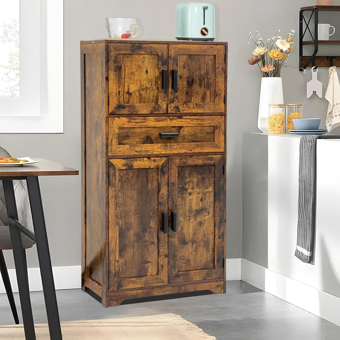 BNIB-Storage Cabinet w/4 doors ,1 drawer, Adjustable Shelf, F/Living Room,Bedroom,Kitchen,Bathroom