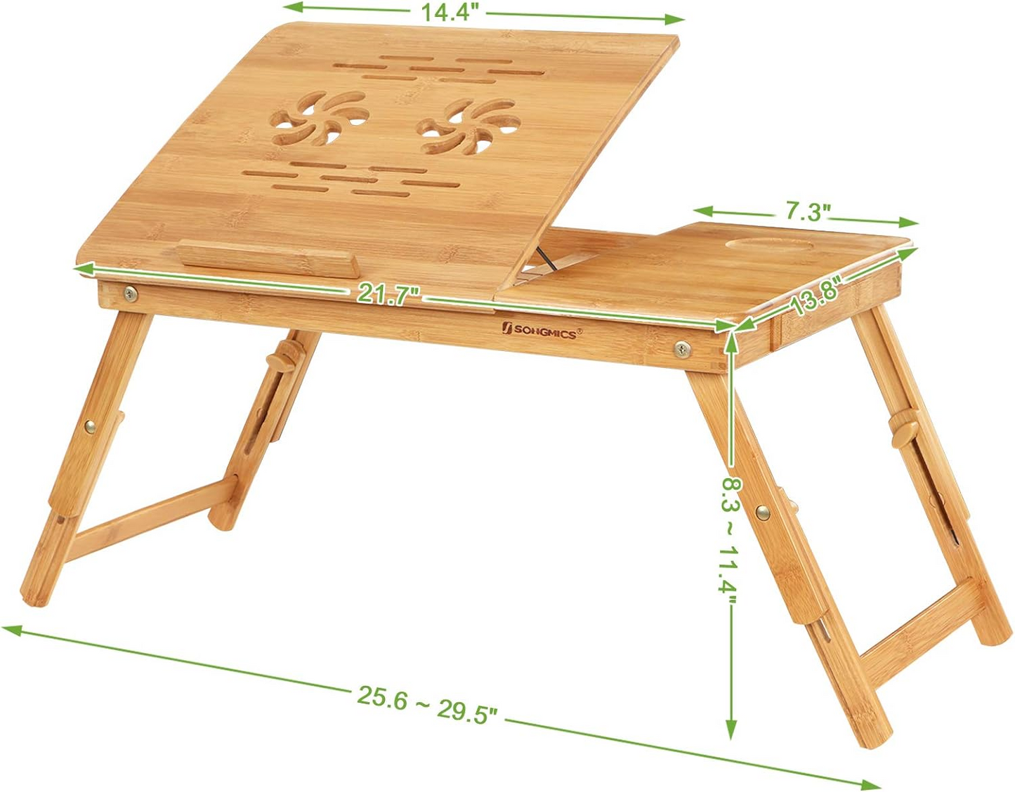 Brand New-Bamboo Laptop Desk, Serving Bed Tray, Breakfast Table Tilting Top with Drawer,-$40