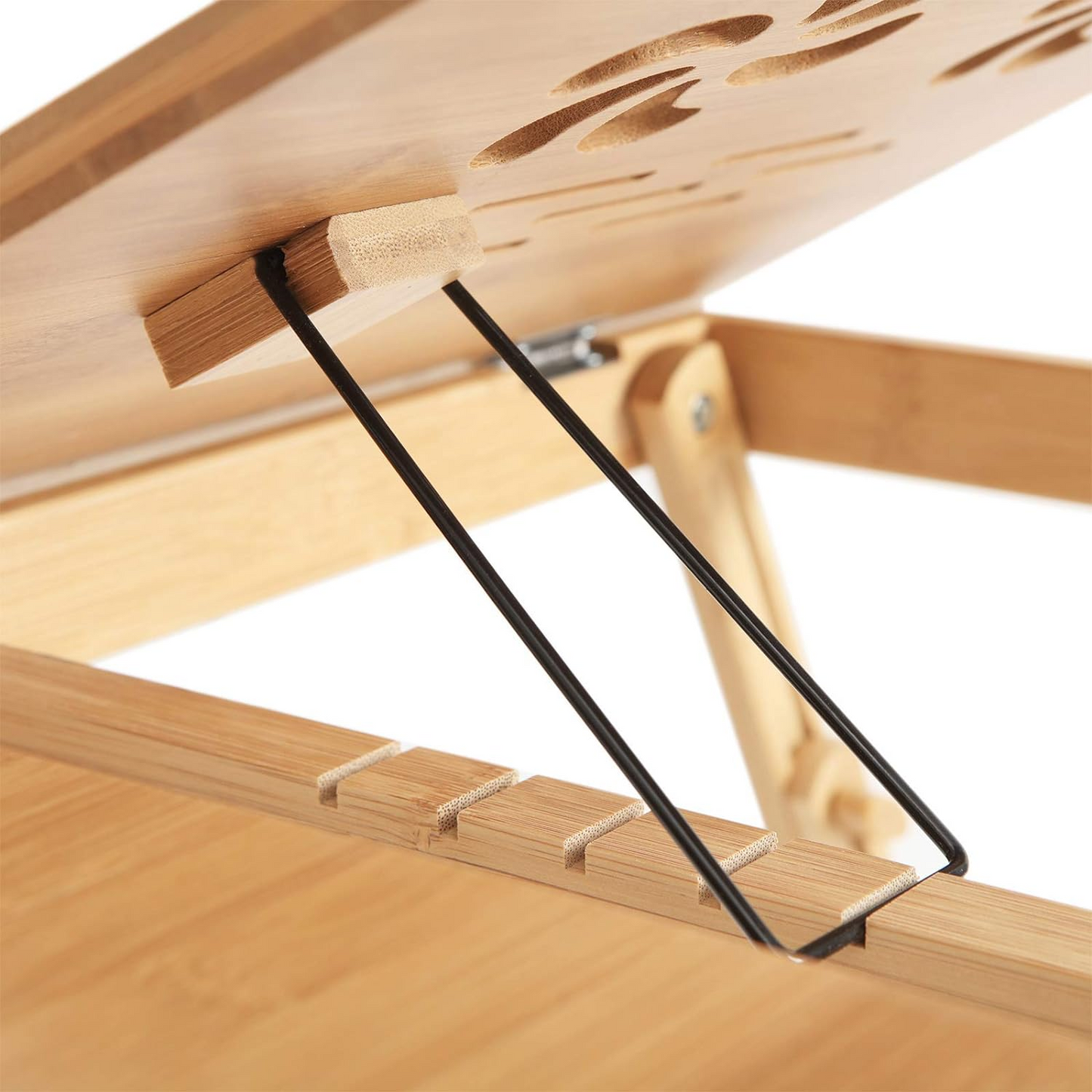 Brand New-Bamboo Laptop Desk, Serving Bed Tray, Breakfast Table Tilting Top with Drawer,-$40