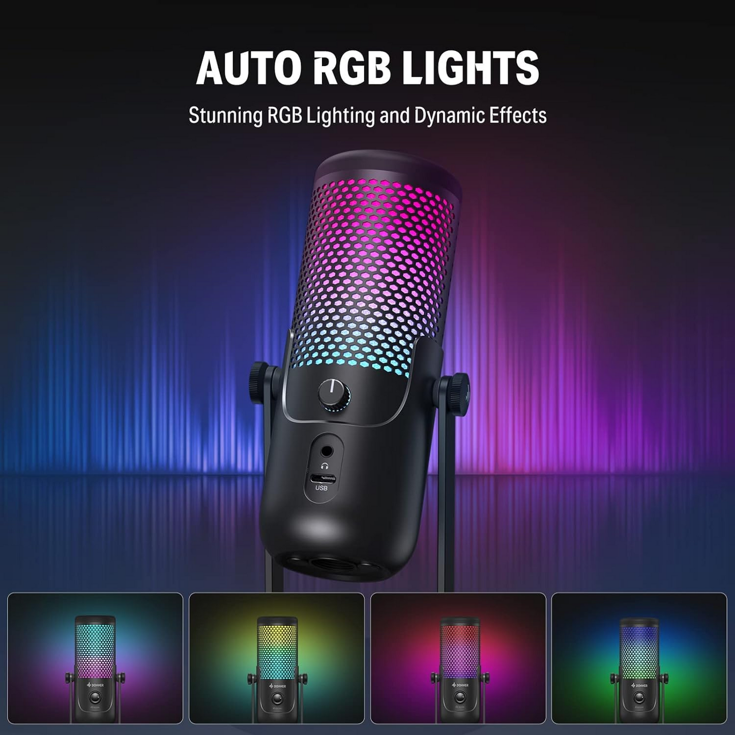 BNIB-Donner USB Microphone, Condenser Gaming/Podcast Microphone w/Shock Mount & OTG Cable,