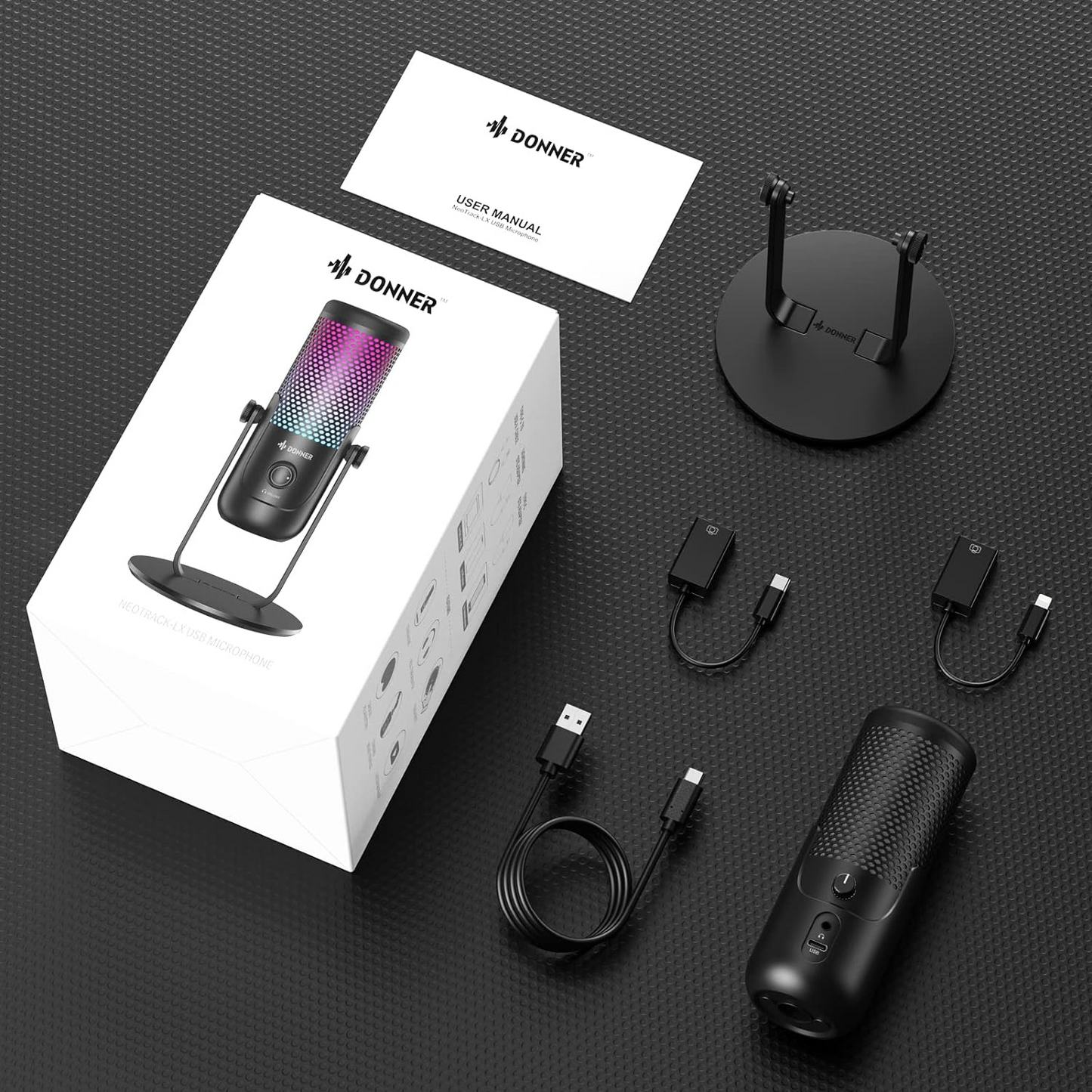 BNIB-Donner USB Microphone, Condenser Gaming/Podcast Microphone w/Shock Mount & OTG Cable,