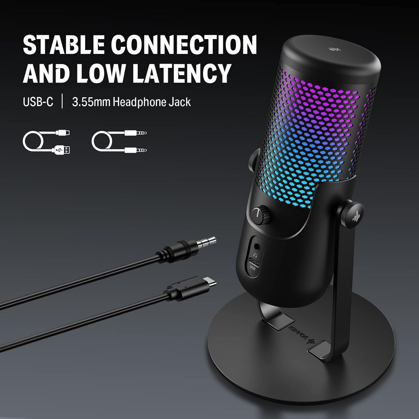 BNIB-Donner USB Microphone, Condenser Gaming/Podcast Microphone w/Shock Mount & OTG Cable,