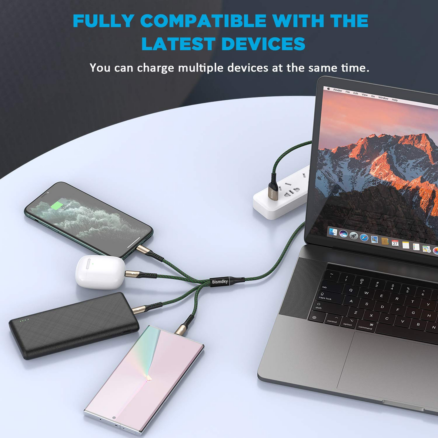 BNIB-Multi Charging Cable,4FT Nylon Braided Universal 4 in 1 Multiple USB Cable 3A Charging,-$10,(2 pack)