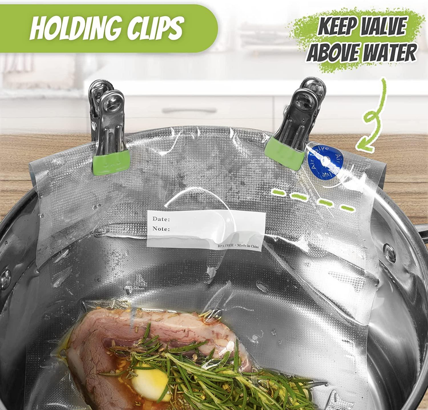 BNIB-Sous Vide Bags Kit, RIIMONE 23-pack Reusable Vacuum Food Storage Bags with 3 Sizes ,-$25