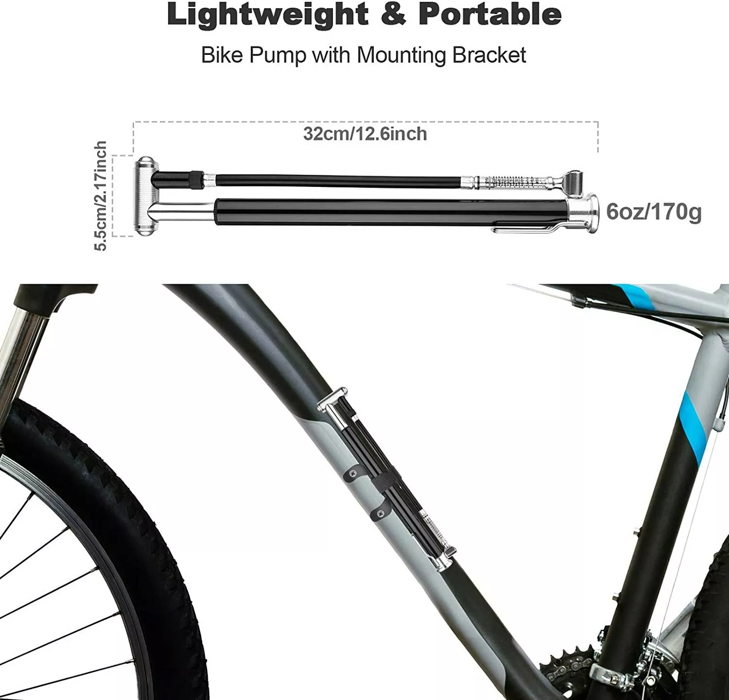 Brand new,YIVAR Mini Bike Pump, Bicycle Pump 160 PSI Aluminum Alloy Bar Floor Pump with Pr, -$15