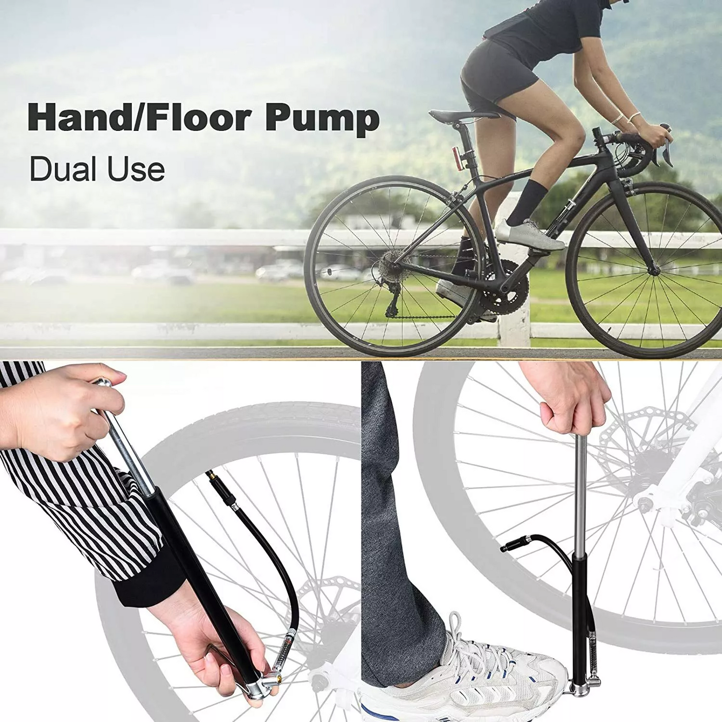 Brand new,YIVAR Mini Bike Pump, Bicycle Pump 160 PSI Aluminum Alloy Bar Floor Pump with Pr, -$15