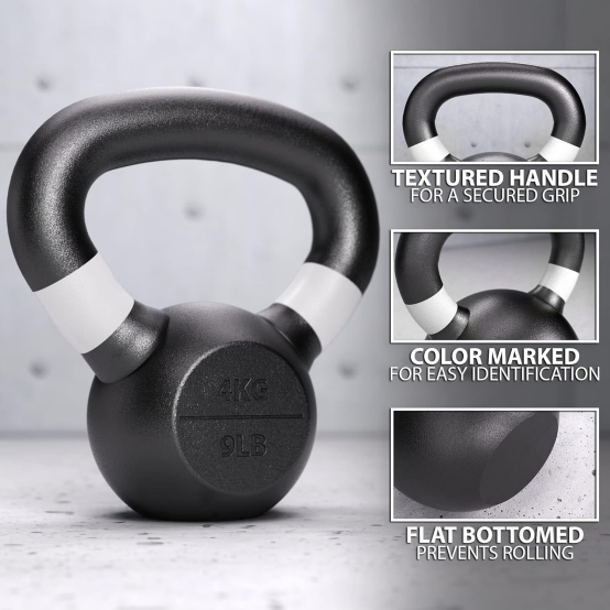 Brand New Synergee Cast Iron Kettlebells Black Matte Kettlebell Weights for Strength Training