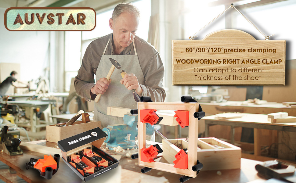 BNIB-Corner Tensioner Angle Tensioner Set, 60/90/120 Degree Wooden Clamps,Board Thicknesses 5-22 mm, -$15